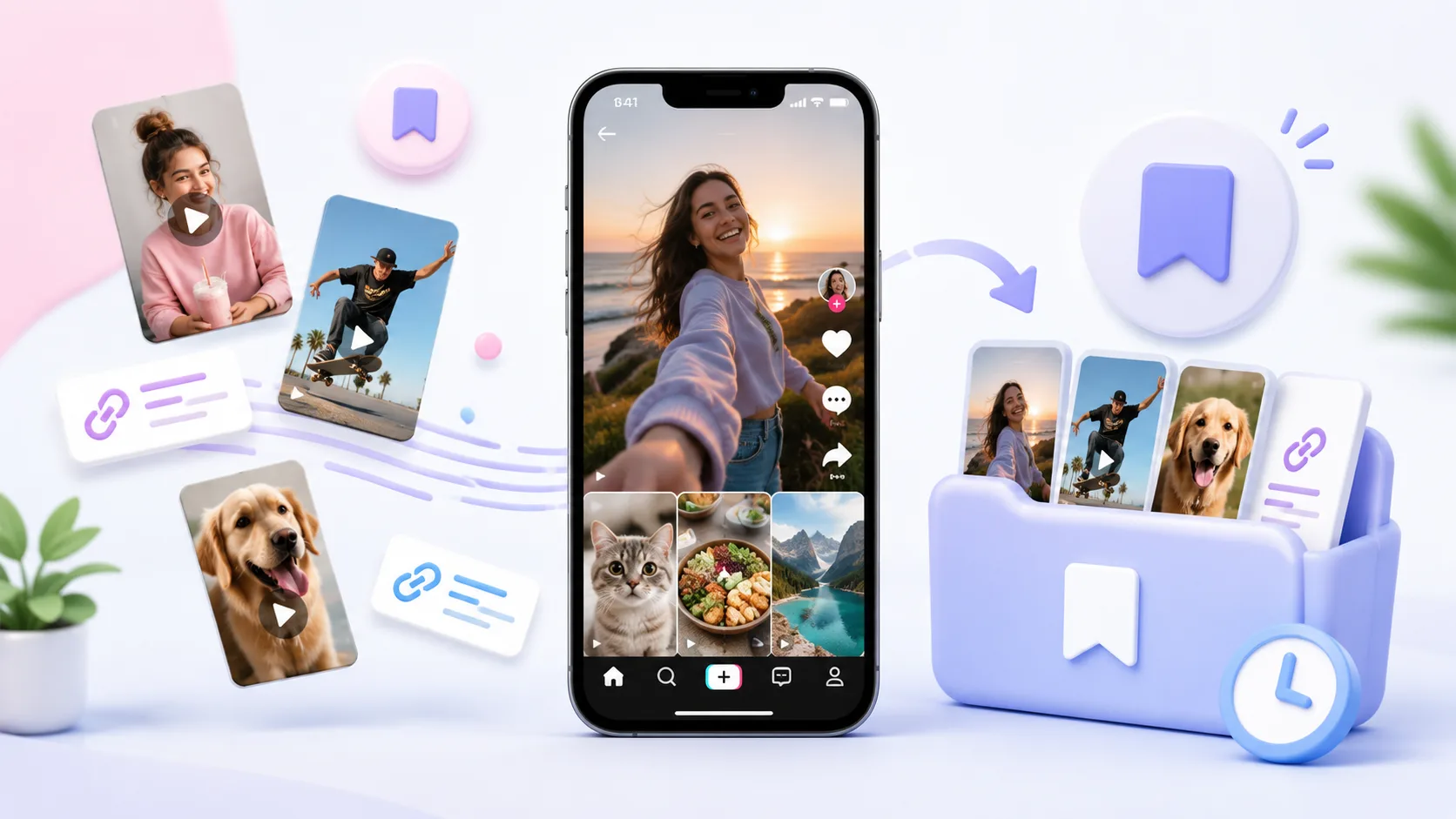 Save TikTok videos to watch later: tap Share, choose Tuckii, find them in one searchable library