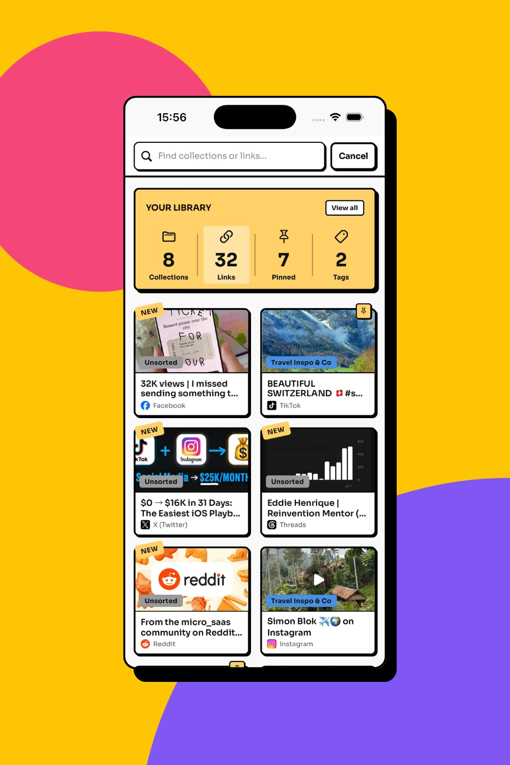 Tuckii library bringing links from several apps into one searchable place